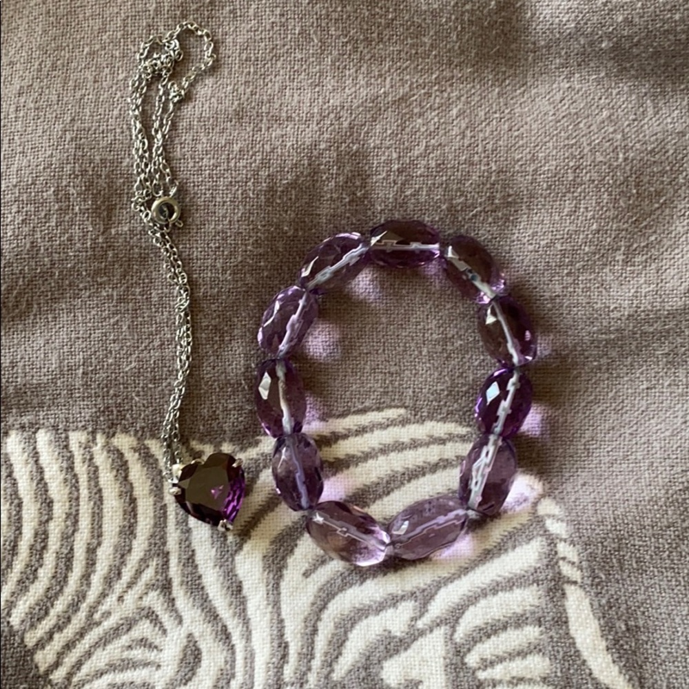 Nature Amethyst necklace and bracelet set